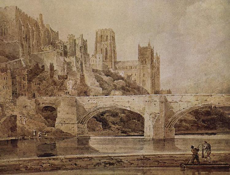 Thomas Girtin Die Kathedrale von Durham und die Brucke, vom Flub Wear aus gesehen Spain oil painting art